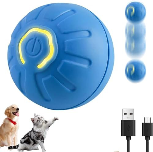 xinrongda Interaktives Hundespielzeug, Magic Ball Hund, Interaktiver Spielball für Hunde, Selbstrollender Ball Hundespielzeug mit LED-Licht, USB Wiederaufladbares Aktiver Rollender Balls für Kätzchen