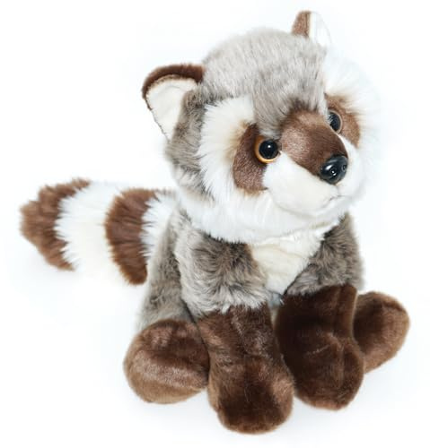 tachi Sitzender Plüschtier Waschbär, Kuscheltier braun beige, Stofftier 28 cm