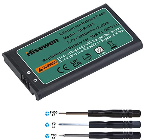 Hisewen SPR-003 - Batteria di ricambio per console da gioco Nintendo 3DS XL, 3DS LL, New 3DS XL LL