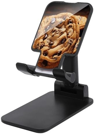 FZQVSWTX Support de téléphone pliable pour bureau, angle réglable en hauteur avec imprimé biscuit au chocolat, support de téléphone portable avec tous les téléphones de 4 à 13 pouces/tablette