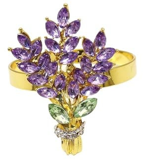 GCYEIDMA 4 Stücke Lila Lavendel Serviettenringe Kristall Blume Serviettenhalter Ringe for Tischdekoration Hochzeitsdeko Serviettenringe