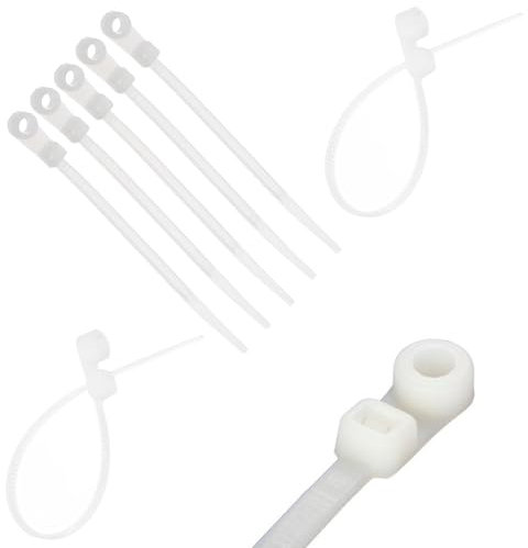 TERF® 100 fascette bianche con montaggio a vite, 110 mm x 2,5 mm, in nylon di alta qualità, con meccanismo autobloccante, per casa, ufficio, giardino, garage, officina, magazzino, uso fai da te