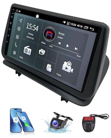 Genérico Radio de 9 2 DIN para Renault Clio 3 (2005-2014) - Android 13, CarPlay inalámbrico 4G, navegación GPS, DSP, Radio FM RDS Dab+, Bluetooth, WiFi, SWC + DVR Color Crema (NF-1)