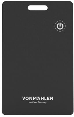 VONMÄHLEN FindMe - Bluetooth Tracker Karte - Ultra-Slim Design, Kabellos Aufladbar, Wasser- und Staubresistent, Kompatibel mit Apple Find My und Wo ist App - Ideal für Brieftaschen und Gepäck - Black