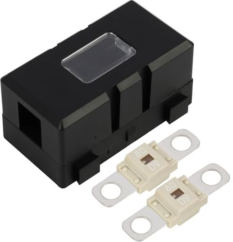 80A Porte-fusible ANS pour Véhicules avec 2 Fusibles Midi à Vis, Porte Fusible Voiture, Protection à Courant pour Autos, Camions, Engins de Chantier, Machines Agricoles, Bus et Caravanes (80A)