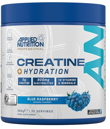 Applied Nutrition Creatine + Hydration Powder | Creatine Monohydrate, Electrolytes & Vitamins for Muscle Recovery & Performance | Blue Raspberry | Informed-Sport Certified | 360g | 30 Servings