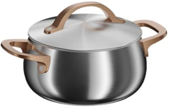 BergHOFF Home Kasserole klein (18cm) – Edelstahl Topf mit Deckel – Kochtopf für alle Herdarten inkl. Induktion – Schmortopf - Ofenfest - Rose gold