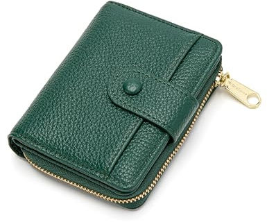 CHAOFANXI Geldbörse Damen, Weichem Leder Kleines Portemonnaie für Frauen, Kleiner Geldbeutel Damen Mit Zipper Münzfach Kartenfächer, Grün