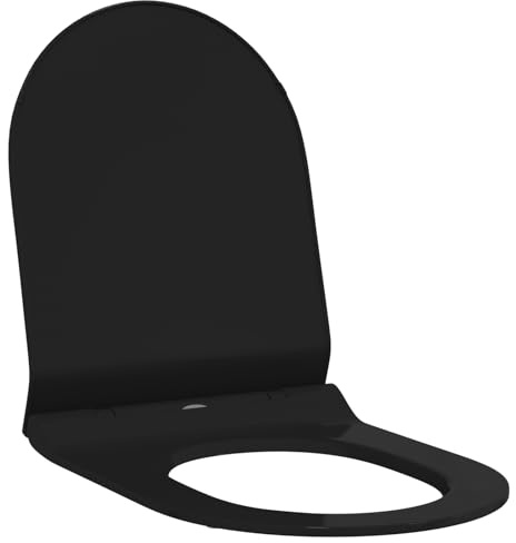 vidaXL Toilette adaptée au siège Noir 50 x 36 x 5 cm Polypropylène, Siège de Toilette Moderne, Accessoire Durable de Salle de Bain avec Surface Antimicrobienne pour Un Confort et Une Hygiène Optimale