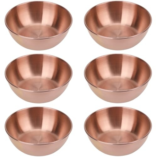 craspire 6 Stück Mini Soßenschalen Aus Edelstahl Dip Schalen 3.2 Zoll Einzeln Roségold Rund Gewürzschalen Für Sushi Zutaten Vorspeisenteller Gewürze Für Küche Zuhause Restaurant Grillparty Dekoration