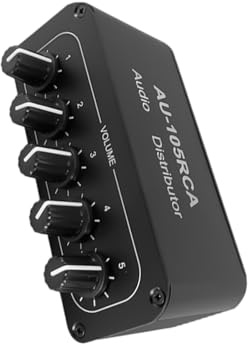 Laikoutd Metall Sound Splitter Zwei Kanal Verstärker 5-Port Ausgang High Fidelity Für Studio Und Outdoor Splitter Aus Aluminiumlegierungen