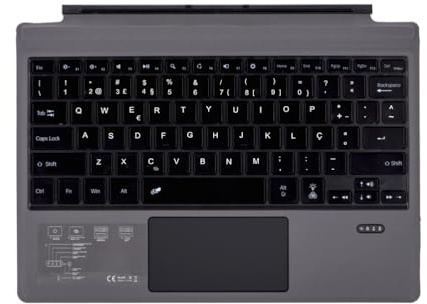 Cubierta tipo de teclado para Surface Pro 3/4/5/6/7, teclado Bluetooth inalámbrico portátil con panel táctil, retroiluminación LED de 7 colores y batería recargable incorporada, portugués