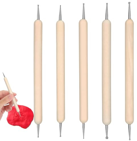 5-teiliges Prägestift-Set, Doppeltem Ende Dotting Pen Nail Art Dotting Tool Prägestift Embossing Stift Werkzeug Dotting Stift für Kohlenstoff-Transferpapier Felsmalerei Töpferton-Handwerk Prägekunst