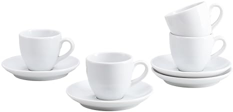 Creatable, 24986, Serie Bistrot Weiss, 4-teiliges Geschirrset für 4 Personen, Espresso Set aus Porzellan, spülmaschinen- und mikrowellengeeignet, Made in Europe