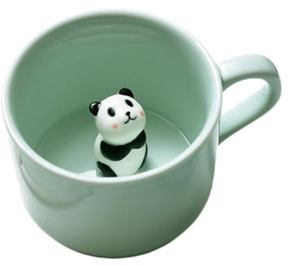 Süße Panda Tasse 230ml, Panda Geschenk, 3D Tasse mit Tier Drinnen, Keramik Teetassen 3D Tier, Pandabär Becher Tee Kaffee Geschenk
