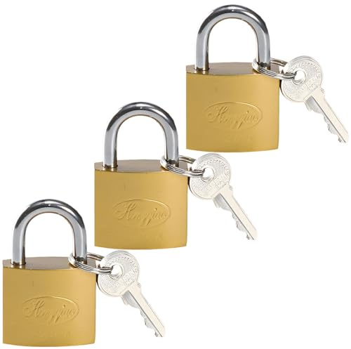 Vorhängeschloss Gleichschließend 3er Set 32mm - Vorhängeschlösser mit 9 Schlüsseln für Spind Keller Fitnessstudio - Robustes Schloss Set Gleichschließend Wetterfest für Innen & Außen