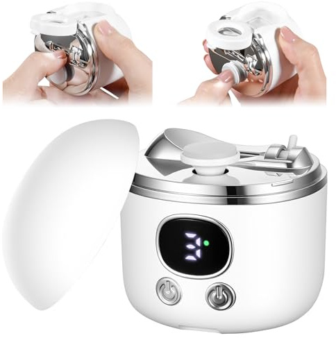 Coupe Ongle Electrique 2026 - Coupe Ongles Electrique Avec Loupe, 3 Vitesses, Boîte De Récupération Des Rognures D'ongles, Coupe Ongle électrique Pour Orteils Adapté à Tous Les Utilisateurs, Blanc