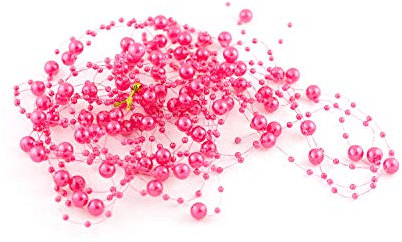 Creativery Perlengirlande 5St. x 1,3m Perlenband Perlenkette Tischdeko Perlenschnur Farbauswahl: Fuchsia/pink 187