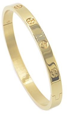 Luxus vergoldeter Edelstahl einfacher Stil Liebe Armreif Armband för Frauen(Gold in Größe 16)