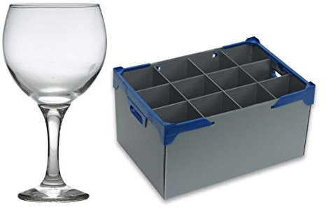 Gin Cocktail Glasses 64.5cl / 22.5oz, 12 Pack and Glassware Storage Box| Catering Quality Glassware by Genware