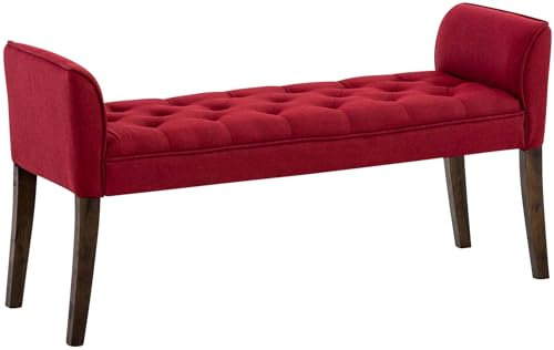 CLP Chaiselongue Cleopatra I Stoff-Bezug I Polsterbank, Farbe:rot, Gestell Farbe:antik-dunkel