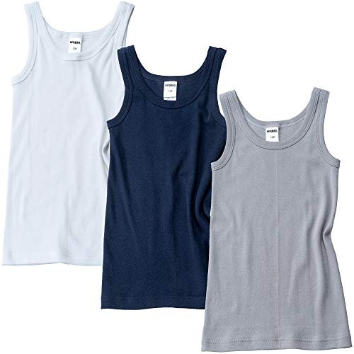 HERMKO 2800 3er Pack Jungen Achselhemden aus 100% Bio-Baumwolle, Größe:164, Farbe:Mix w/m/g