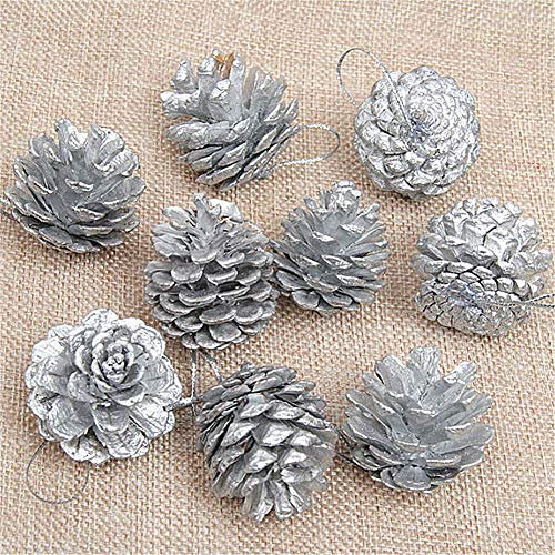 Molinter Tannenzapfen Kiefernzapfen Weihnachten Dekoration für Weihnachtsmann Anhänger Weihnachtsdeko Adventsdeko Pine Cones 18 Stück/Set (Silber)