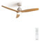 CREATE / WINDSTYLANCE DC/Ventilateur de plafond avec lumière et télécommande, blanc pales en bois naturel / 40W, Silencieux, Ø132 cm, 6 vitesses, minuterie, été-hiver, double hauteur
