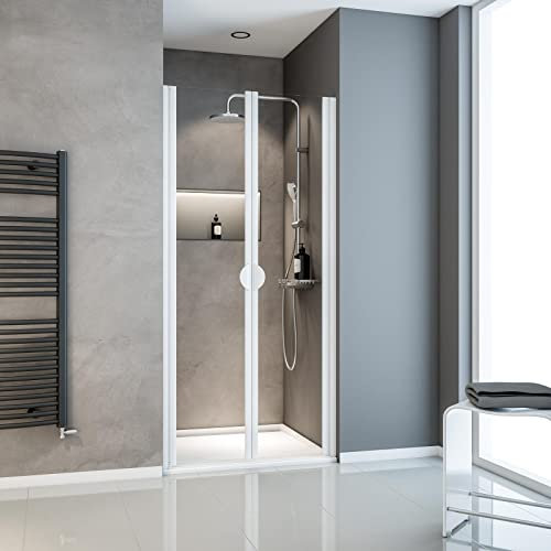 Schulte Sunny Pendeltür für Nische, 180 cm Höhe, 80 cm, Sicherheitsglas (ESG), klar hell, alpinweiß, D232004 04 50