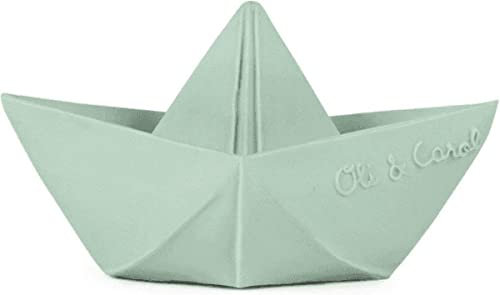 Oli & Carol - Jouet de Bain en Caoutchouc Naturel, Bateau, Menthe, 11 cm