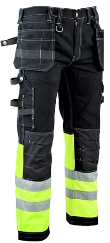MS9 Mens Hi Viz Cargo Combat Holster Pockets Tactical Working Work Trouser Trousers Pants Jeans Green