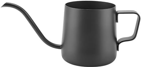 VIFERR Kaffeekanne Schwanenhals Wasserkocher 250ml Edelstahl Kaffeekessel Mini Teekanne Langer Auslauf Handtropfkessel, Schwarz