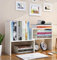JIIKOOAI Wood Adjustable Small Desktop Bookshelf, Expandable Desktop Storage Organizer, Freestanding Bookcase, Desktop Display Shelf Rack, Office Supplies Desk Organizer,White