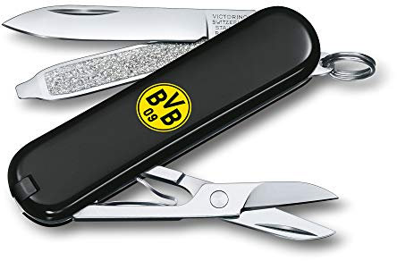 VICTORINOX Taschenmesser Classic SD BVB-Edition, 7 Funktionen, Swiss Made, Multitool mit kleiner Klinge, Schere, Nagelfeile, Schwarz/Gelb