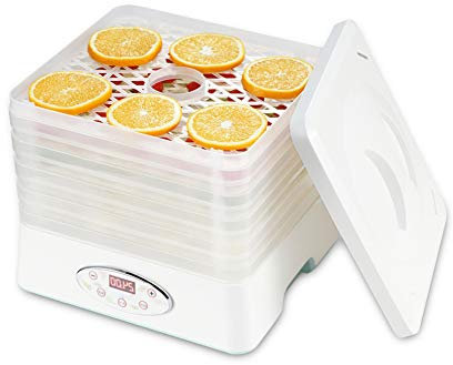 ZXLLAFT Food Dehydrator Machine 5 BPA-freie Stapelbare Tabletts mit Timer und Temperaturregelung Trockner für Obst Fleisch Getrocknetes Rindfleisch Kräuter und Hundefutter,220V