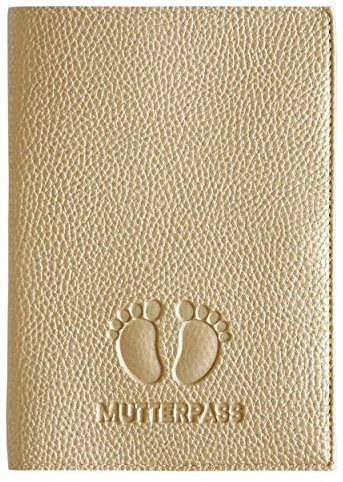 Mutterpasshülle mit Prägung BABYFÜßE + MUTTERPASS teilweise in gold veredelt, Mutter-Kind Pass, Organzier, Ultraschallheft (Gold)