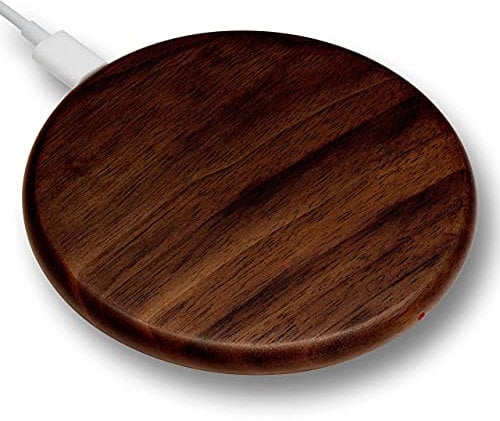 Lignum Technology.com Wooden Fast Wireless Smart Phone Charger | Real Wood Qi Charging Pad - compatible with iPhone 13/12/11/X/8, Samsung Galaxy S21/Z/Note/S20, AirPods, Sonos Roam & more (Walnut)