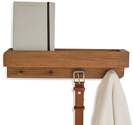 Natuhr Garderobe Porter Regal Wand Flurgarderobe Eiche (40 cm Länge, Räuchereiche)