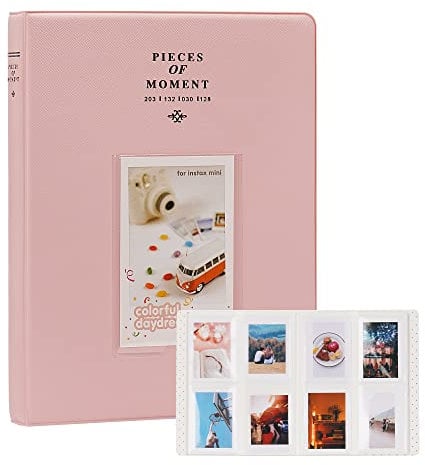 Mini-Fotoalbum mit 128 Fächern für Fuji Instax Mini 70 7s 8 8+ 9 11 25 50s 90, Polaroid Sofortbildkamera, Kodak Smile Printomatic Sofortbildkamera und Karten. (Rosa)