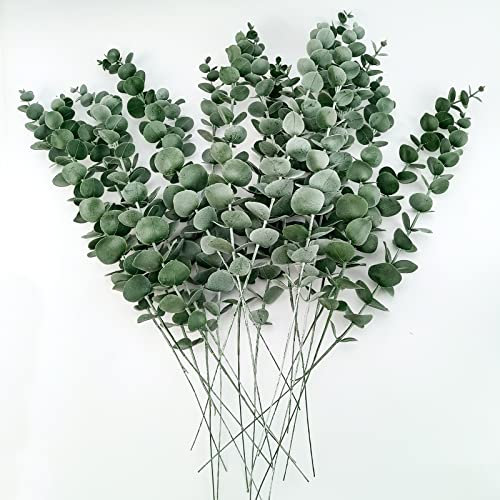 Toripor 20 Stück Künstliche Eukalyptus Zweige, 38CM Fake Blumendeko, Pflanzen Trockenblumen Deko für Hochzeit Party Zuhause Garten Tisch Blumen Vasen