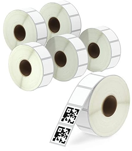 BETCKEY - 25mm x 25mm(1 in x 1 in) Perforierte Quadratischer QR Code Thermoetiketten Kompatibel mit Zebra und weiteren Druckern [6 Rollen/8280 Etiketten]