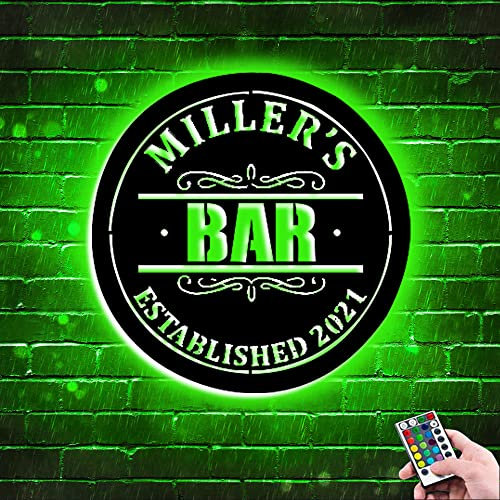 Custom Neon LED Signs - Personalized Name Bar Lights, Metal Family Wall Decor, Welcome Bar Sign (Style 5)