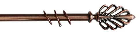 kippen 1304RX Gardinenstange, ausziehbar, 120-200 cm, Blattmuster, Kupfer satiniert