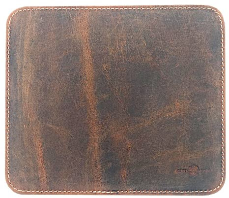 GLUTHOLZ edles Mousepad Leder Vintage, Desk Pad handgefertigt Made in Germany, Echtleder vegetabil gegerbt, Unikate durch Handarbeit