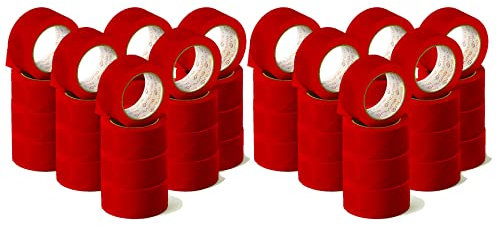 OFITURIA Ruban adhésif, couleur rouge, ruban pour emballer et organiser vos boîtes et envois, sceau de différentes couleurs vives 66 mt x 48 mm (48 unité - rouge)