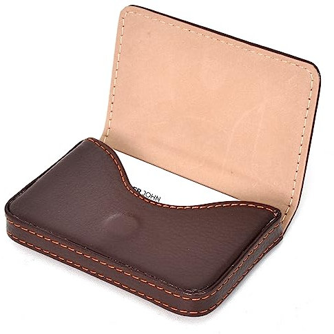 Naapesi Porte-Cartes de Visite, Premium PU en Cuir Fait Main Porte-cartes de Visite avec Fermeture Magnétique, Porte-Cartes de Crédit, Portefeuille pour Homme et Femme (Brun)