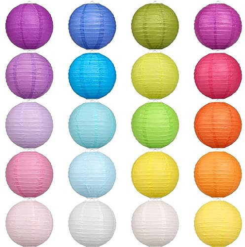 LIHAO 20PCS Multi-Color Paper Lanterns, 6 Inch
