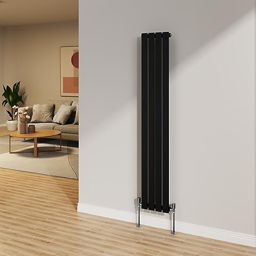 NRG 1600x272mm Black Radiator Vertical Flat Panel Bathroom Designer Single Rad Central Heating