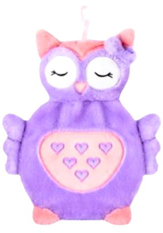 RINCS Essentials Hot Water Bottle – Cute Mini Fur Hot Water Bag with Cover Hand Waist Neck Foot Warmer for Children Kids Adult Pain Relief 750ml Purple Owl (Design:21)