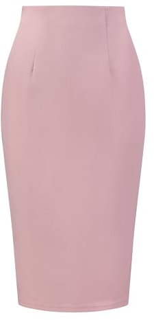 Allegra K Jupe Crayon élégante pour Femmes, Taille Haute, Ourlet Fendu, Jupes de Travail Moulantes Rose XL